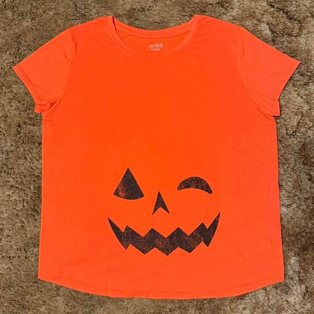 Isabel Maternity Ingrid & Isabel Halloween Pumpkin Jack-O-Lantern Tee XL